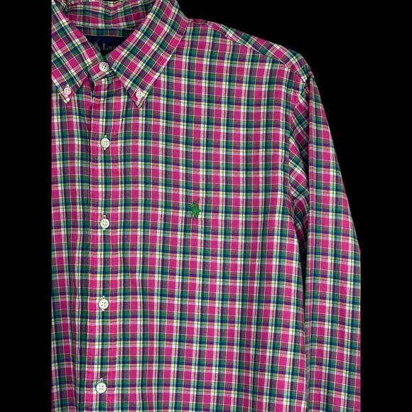Ralph Lauren Men’s Plaid Button Down Shirt Large Multicolor Long Sleeve Cotton - Picture 4 of 14